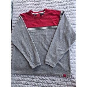 921 Extreme Gear Mens Therm Shirt Gry Red Colorblock Ribbed Waffle Knit Long Slv